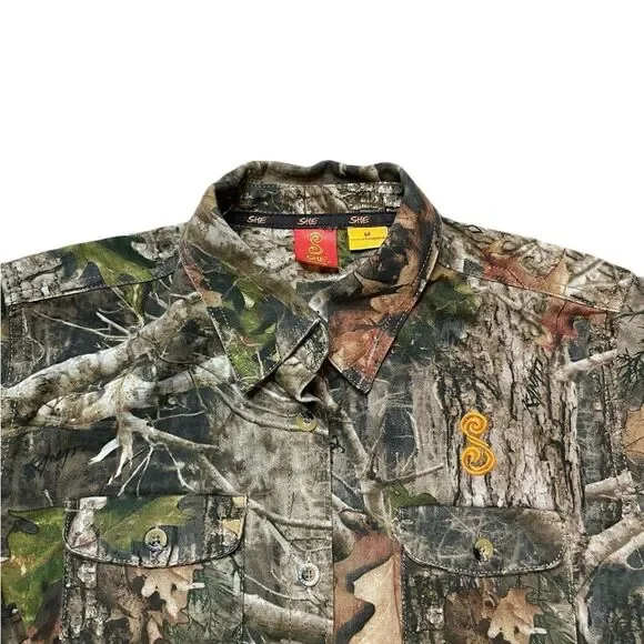 SHE OUTDOOR Long Sleeve Button Down Camo Shirt Size Medium - Picture 4 of 5